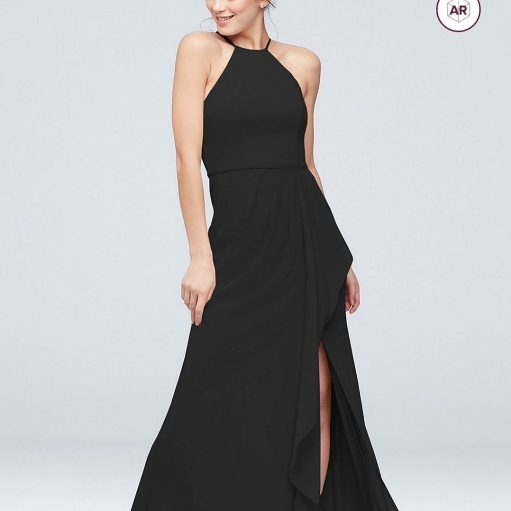 High neck chiffon bridesmaid dress